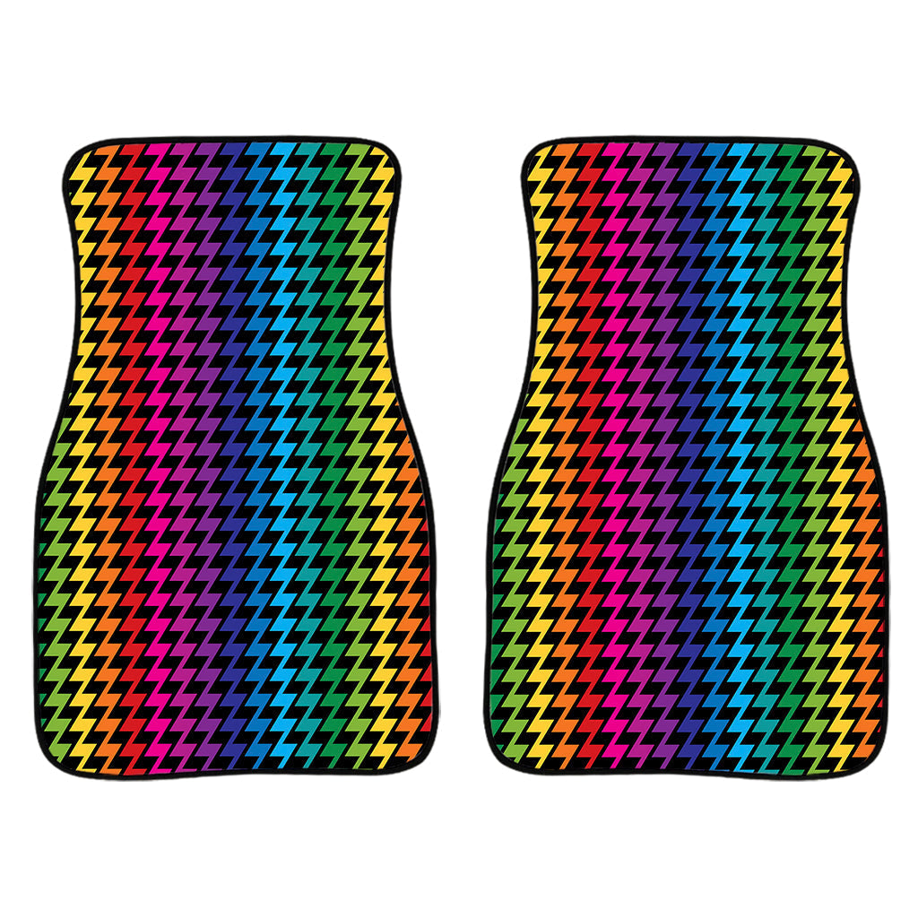 Rainbow Gay Pride Zigzag Pattern Print Front And Back Car Floor Mats/ Front Car Mat