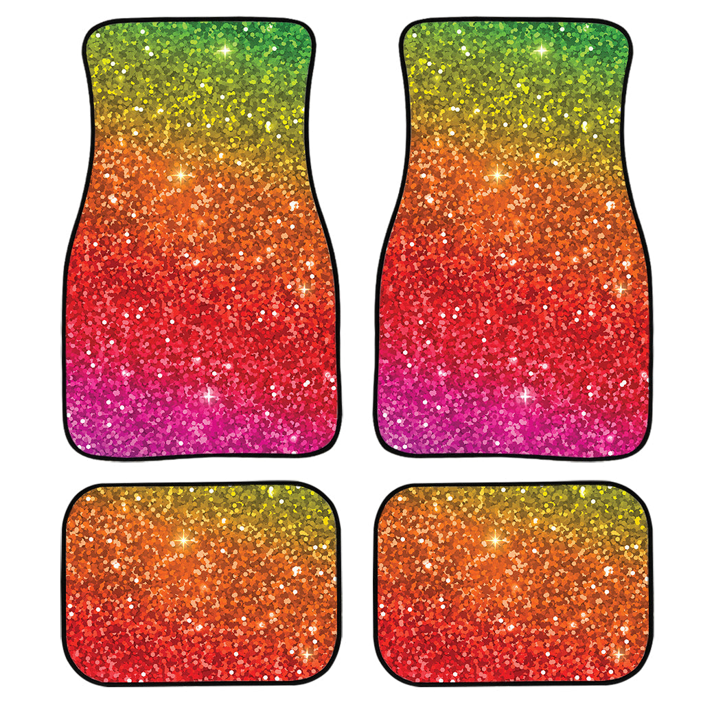 Rainbow Glitter Texture Print Front And Back Car Floor Mats/ Front Car Mat