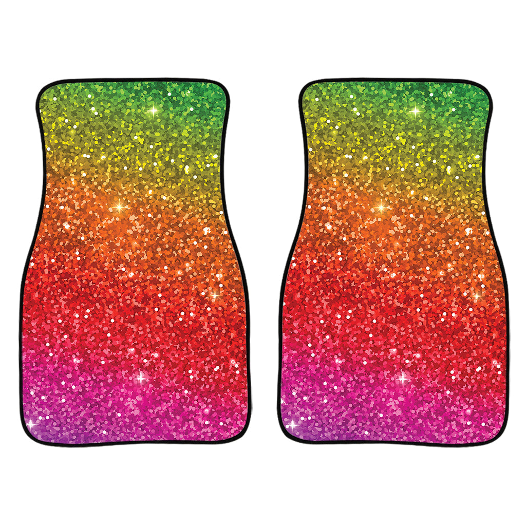Rainbow Glitter Texture Print Front And Back Car Floor Mats/ Front Car Mat