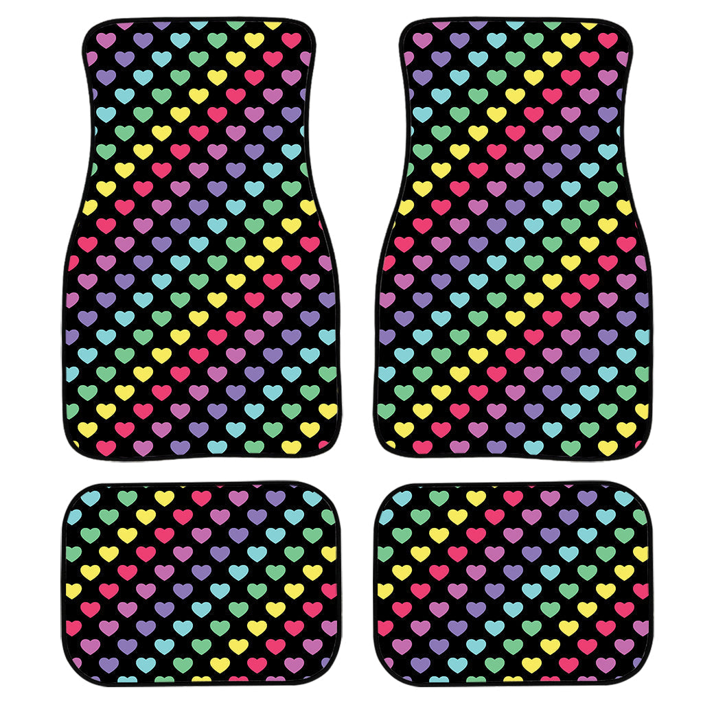 Rainbow Heart Pattern Print Front And Back Car Floor Mats/ Front Car Mat