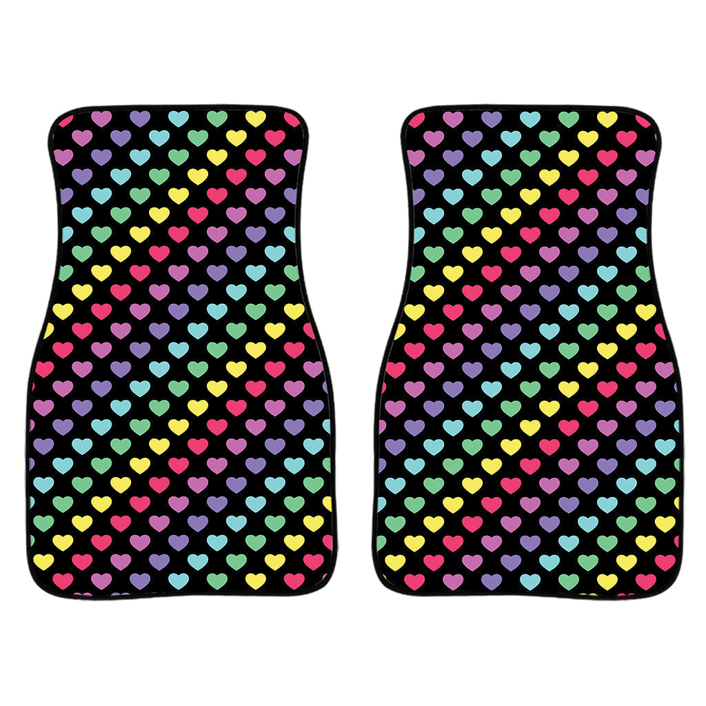 Rainbow Heart Pattern Print Front And Back Car Floor Mats/ Front Car Mat