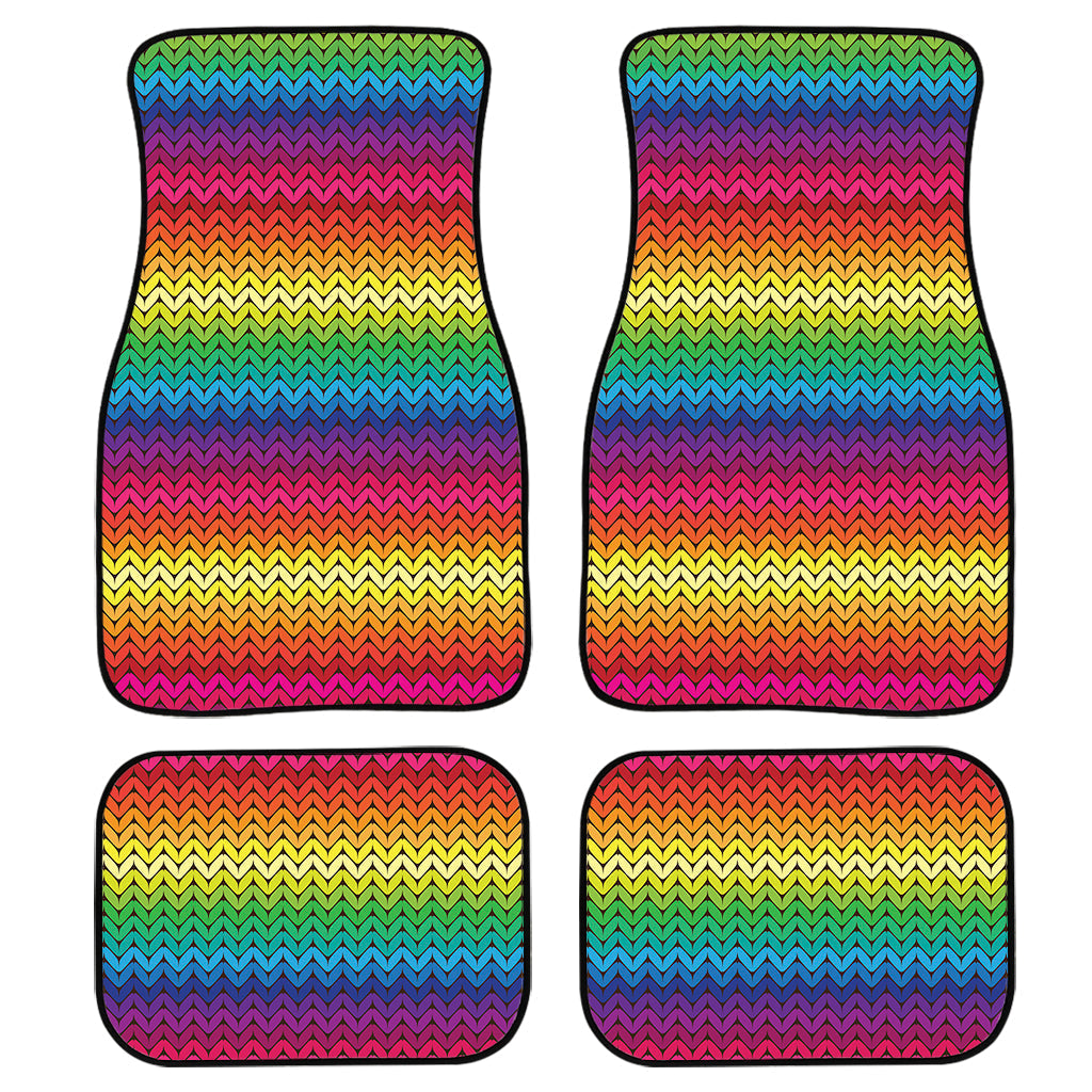 Rainbow Knitted Mexican Pattern Print Front And Back Car Floor Mats/ Front Car Mat