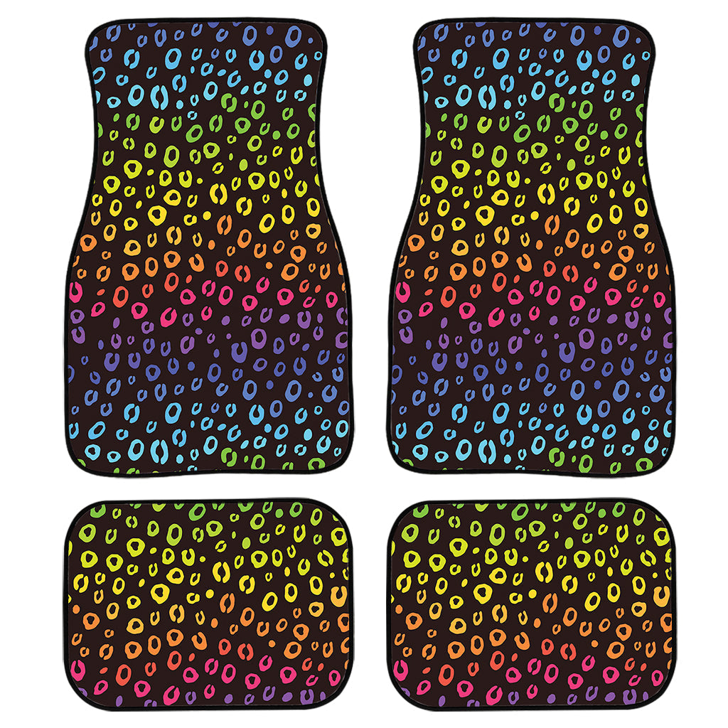 Rainbow Leopard Pattern Print Front And Back Car Floor Mats/ Front Car Mat