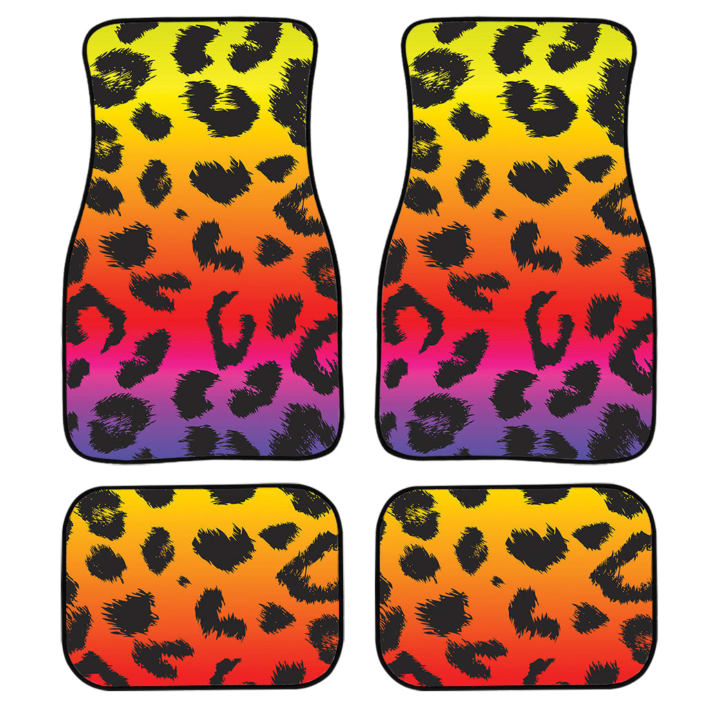 Rainbow Leopard Print Front And Back Car Floor Mats/ Front Car Mat