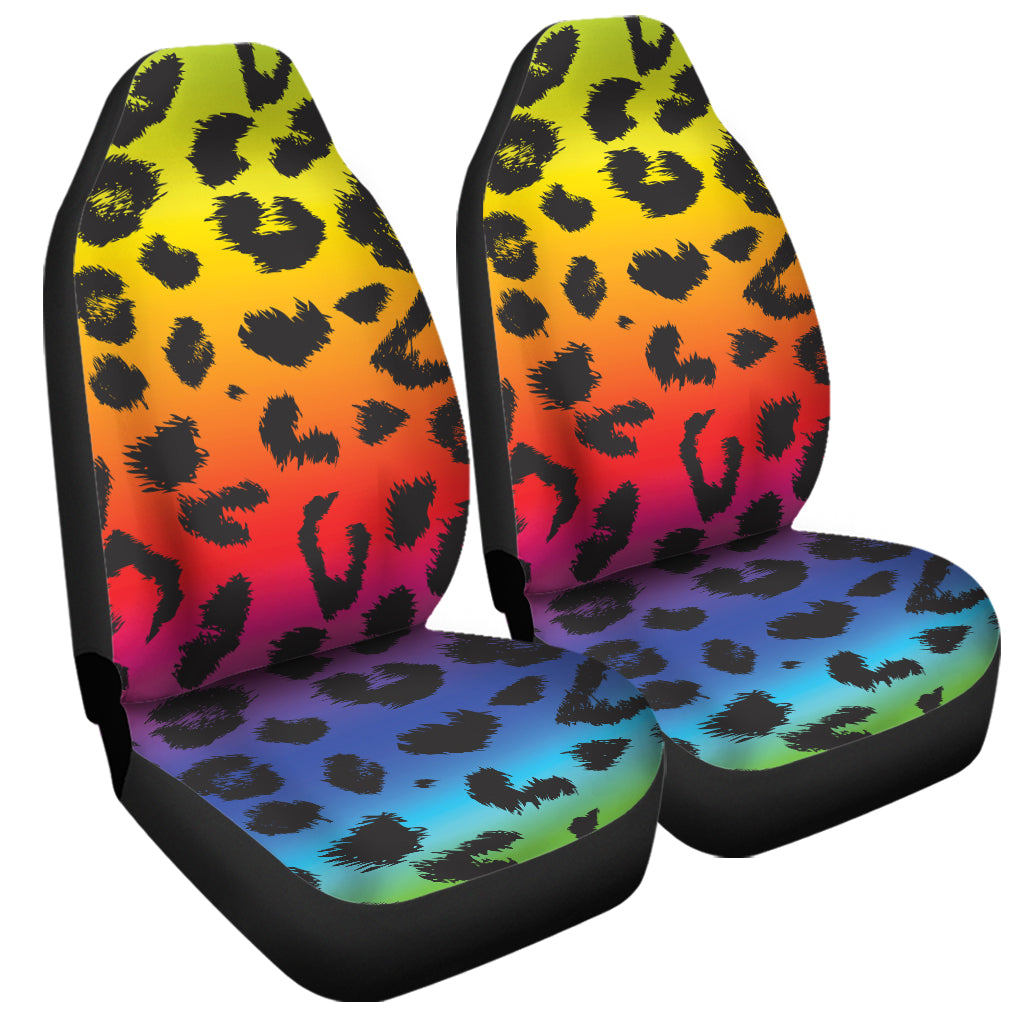 Rainbow Leopard Print Universal Fit Car Seat Covers