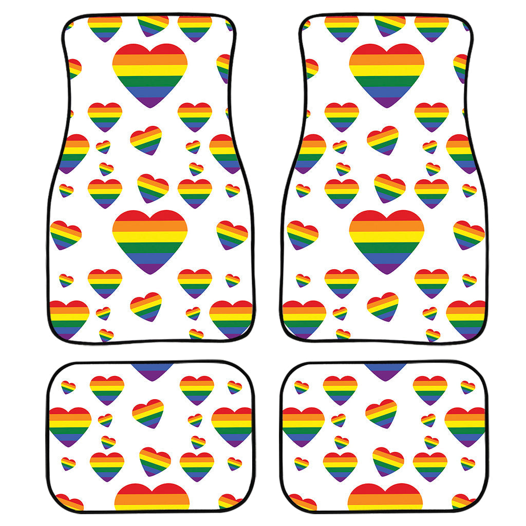 Rainbow Lgbt Heart Pattern Print Front And Back Car Floor Mats/ Front Car Mat
