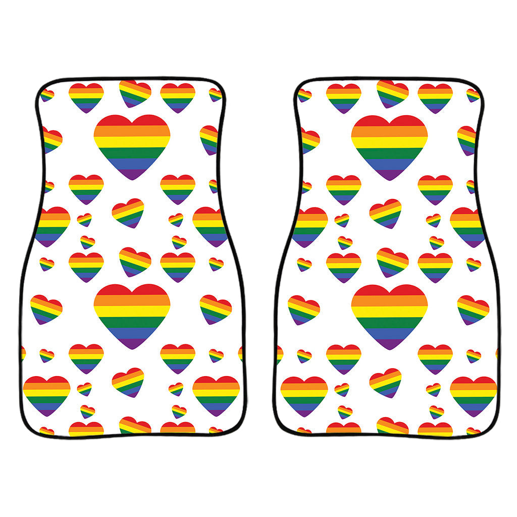 Rainbow Lgbt Heart Pattern Print Front And Back Car Floor Mats/ Front Car Mat