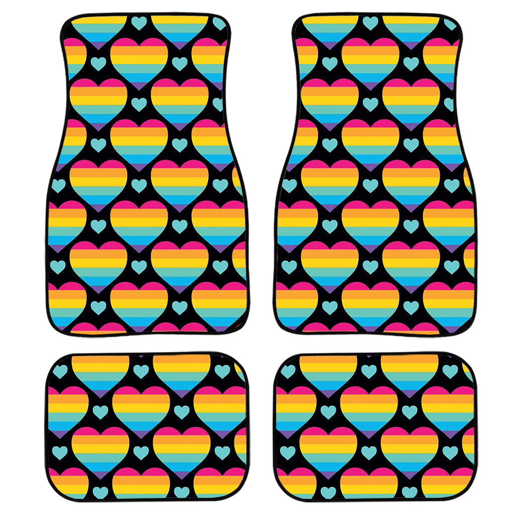 Rainbow Lgbt Pride Heart Pattern Print Front And Back Car Floor Mats/ Front Car Mat