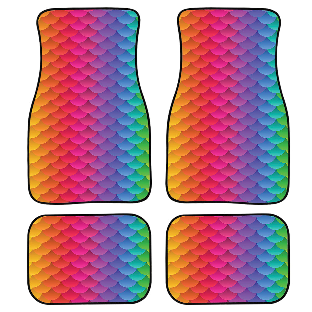Rainbow Mermaid Scale Pattern Print Front And Back Car Floor Mats/ Front Car Mat
