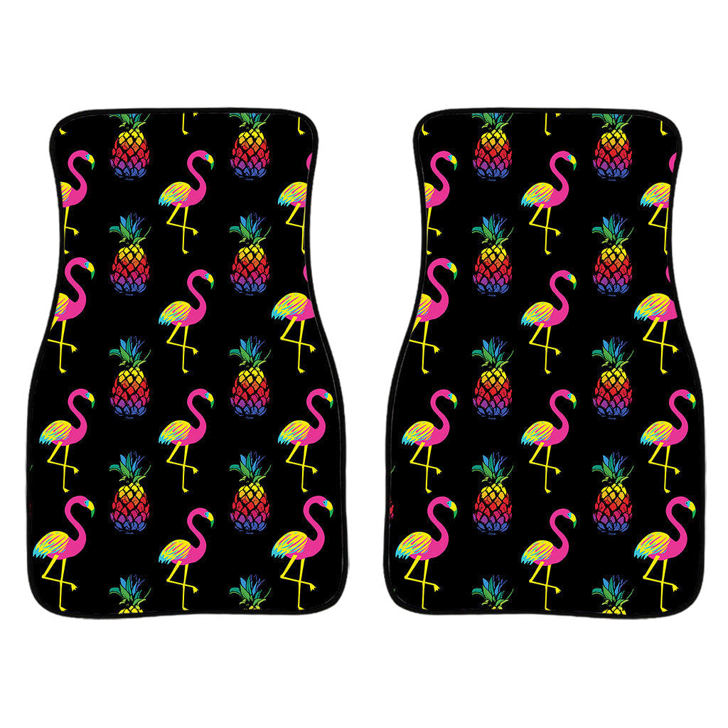 Rainbow Pineapple And Flamingo Print Front And Back Car Floor Mats/ Front Car Mat