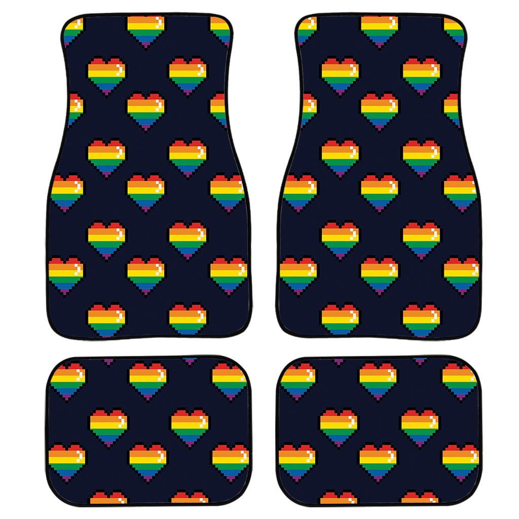 Rainbow Pixel 8-Bit Lgbt Pride Heart Front And Back Car Floor Mats/ Front Car Mat