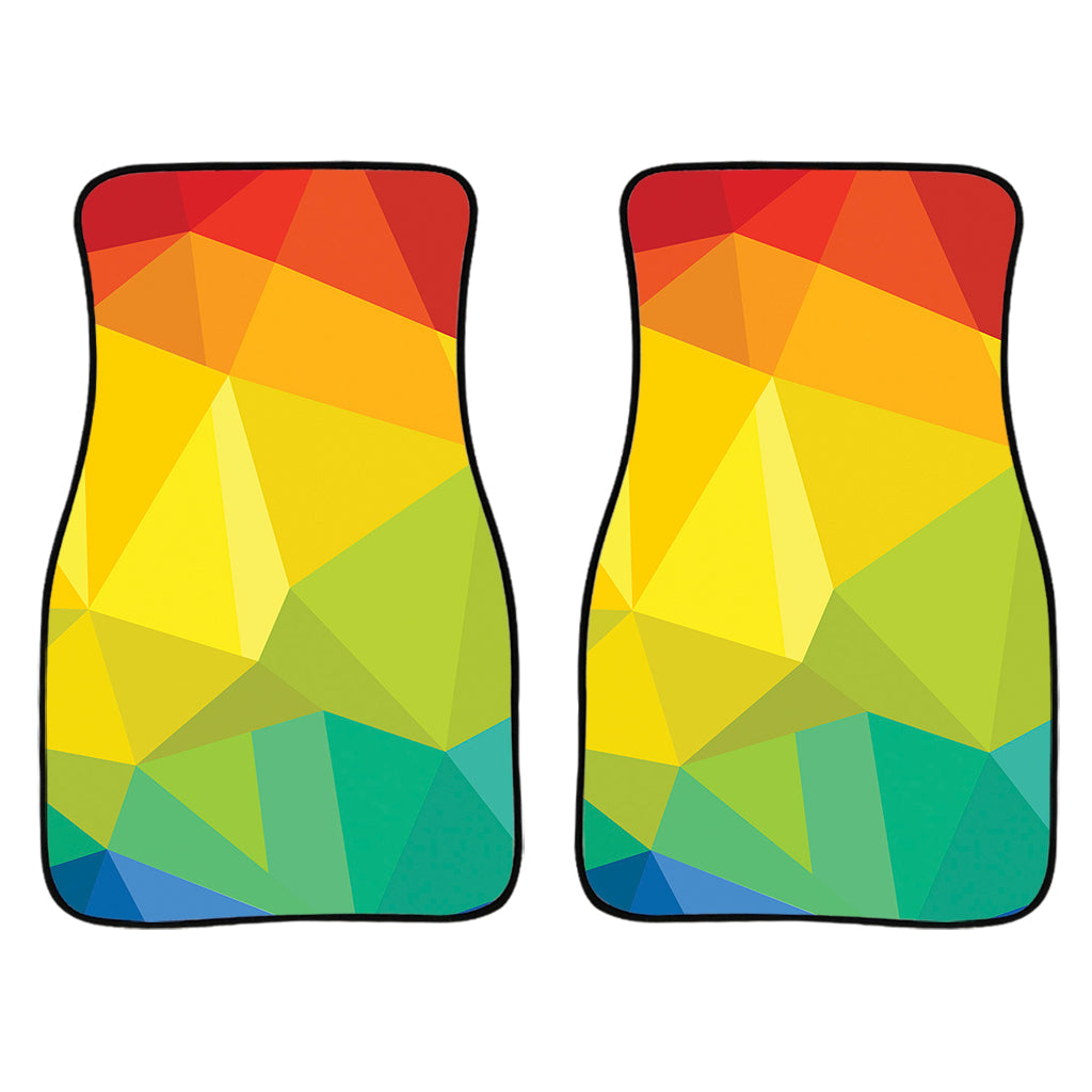 Rainbow Polygonal Geometric Print Front And Back Car Floor Mats/ Front Car Mat