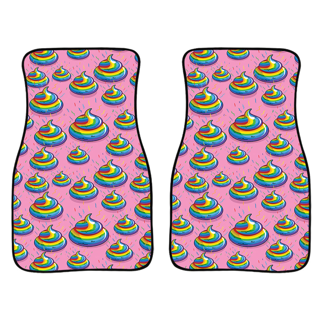 Rainbow Poop Pattern Print Front And Back Car Floor Mats/ Front Car Mat