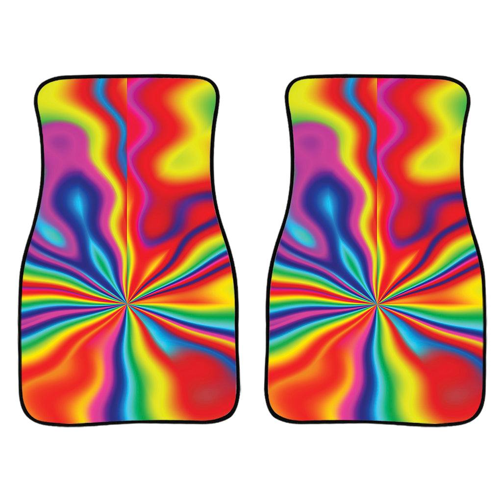 Rainbow Psychedelic Print Front And Back Car Floor Mats/ Front Car Mat