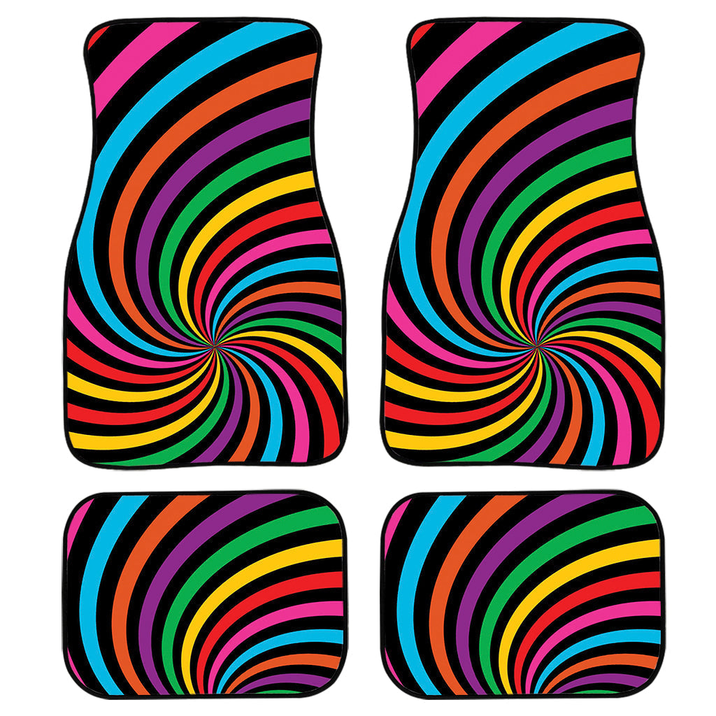 Rainbow Psychedelic Swirl Print Front And Back Car Floor Mats/ Front Car Mat