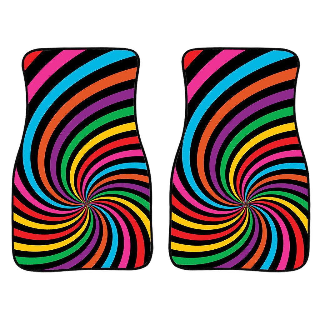 Rainbow Psychedelic Swirl Print Front And Back Car Floor Mats/ Front Car Mat