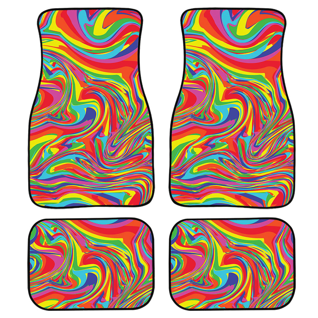 Rainbow Rave Print Front And Back Car Floor Mats/ Front Car Mat