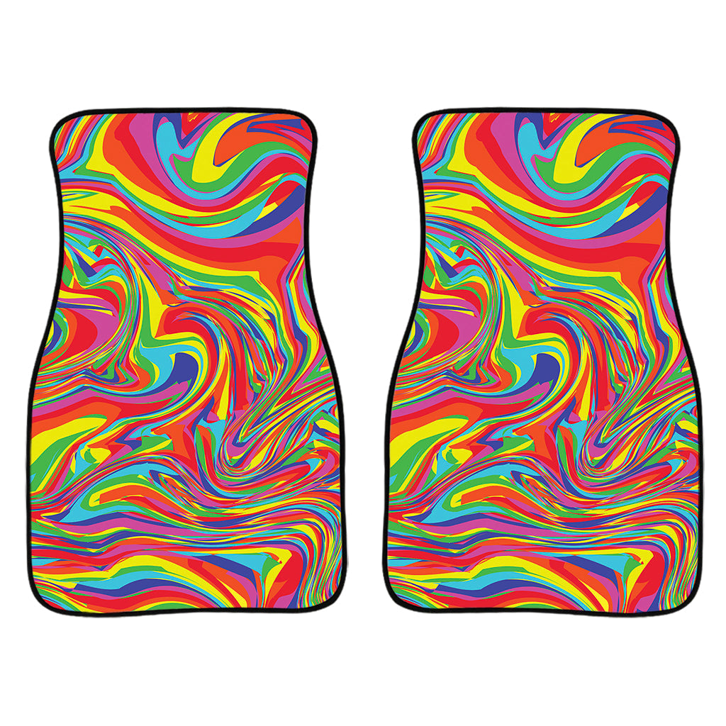 Rainbow Rave Print Front And Back Car Floor Mats/ Front Car Mat