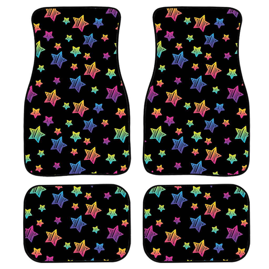 Rainbow Stars Pattern Print Front And Back Car Floor Mats/ Front Car Mat