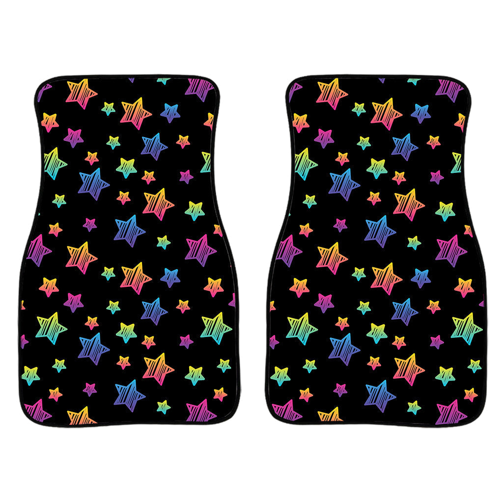 Rainbow Stars Pattern Print Front And Back Car Floor Mats/ Front Car Mat
