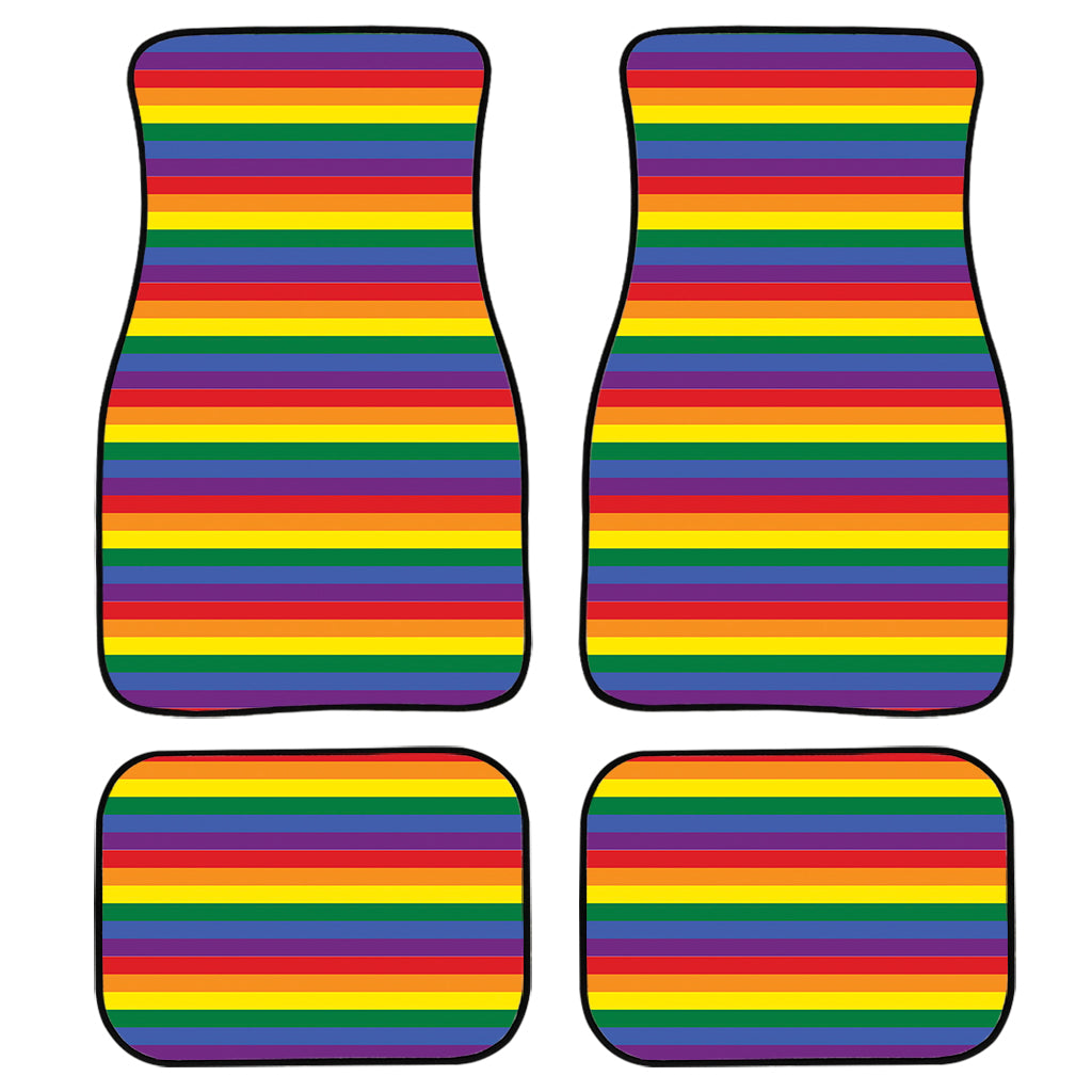 Rainbow Stripe Print Front And Back Car Floor Mats/ Front Car Mat