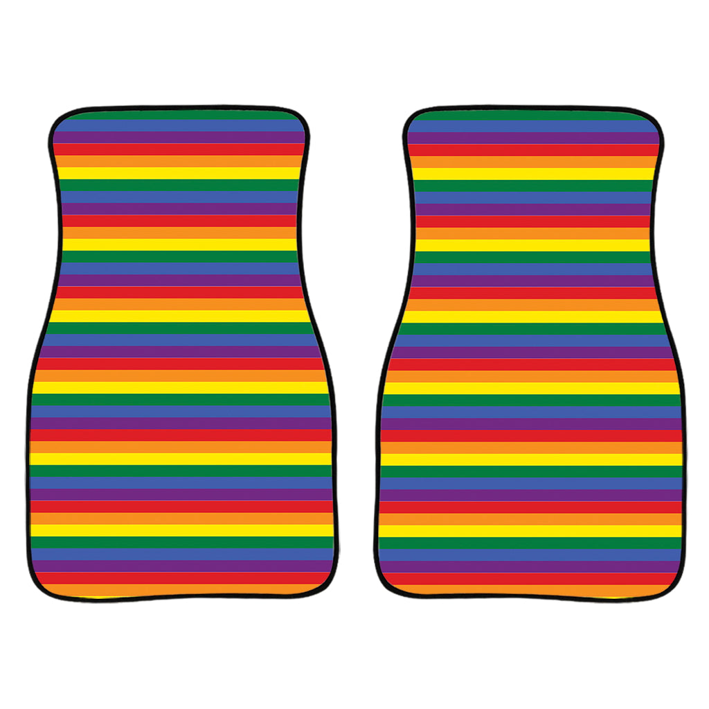 Rainbow Stripe Print Front And Back Car Floor Mats/ Front Car Mat