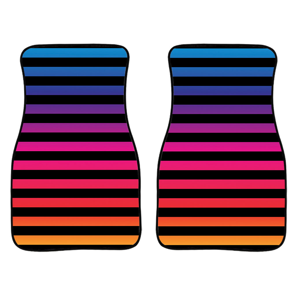 Rainbow Striped Pattern Print Front And Back Car Floor Mats/ Front Car Mat