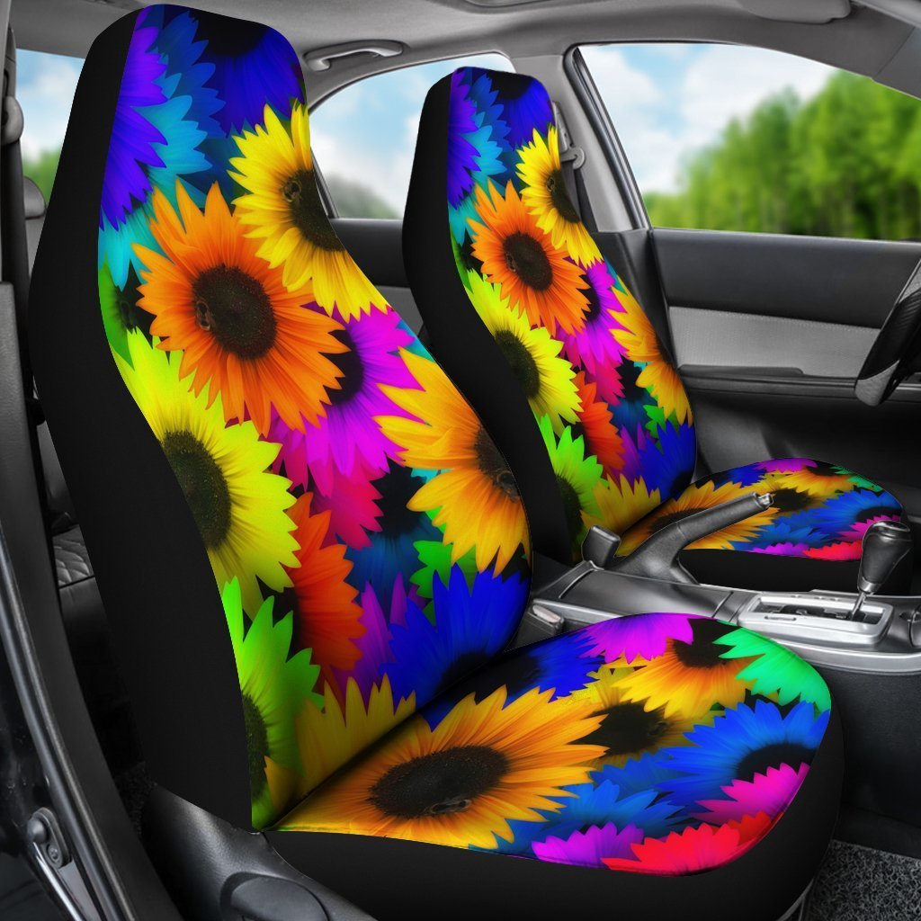 Rainbow Sunflower Universal Fit Car Seat Covers