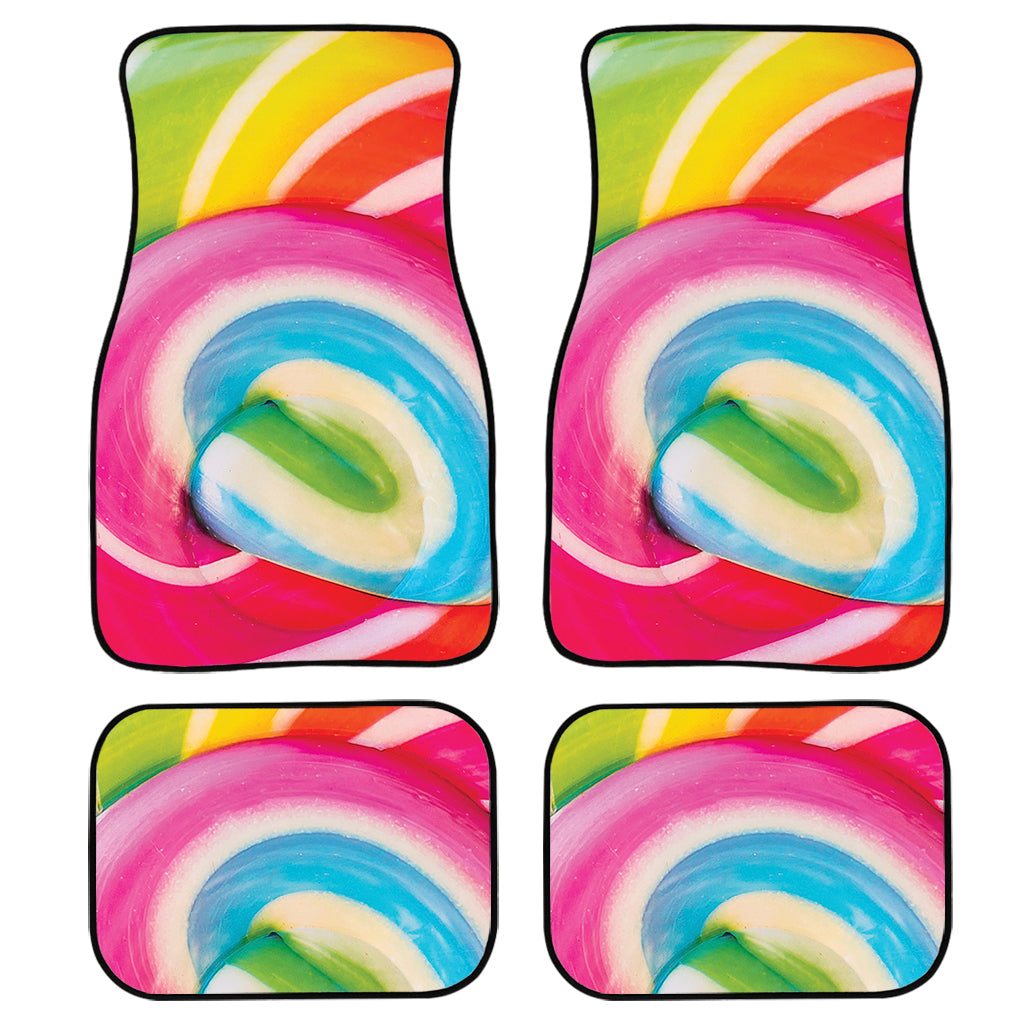 Rainbow Swirl Candy Print Front And Back Car Floor Mats/ Front Car Mat