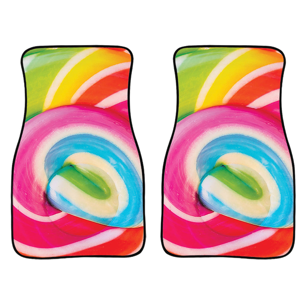Rainbow Swirl Candy Print Front And Back Car Floor Mats/ Front Car Mat