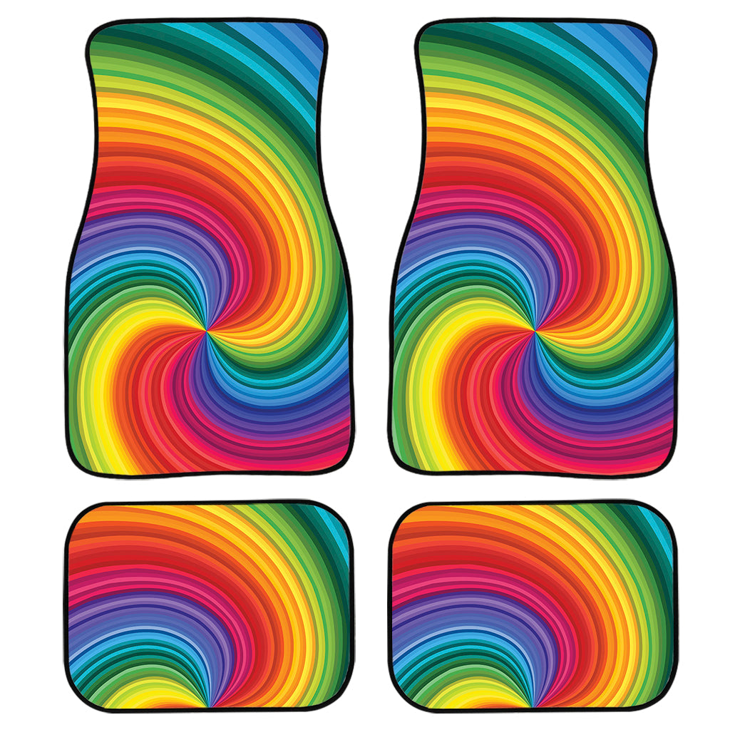Rainbow Swirl Print Front And Back Car Floor Mats/ Front Car Mat