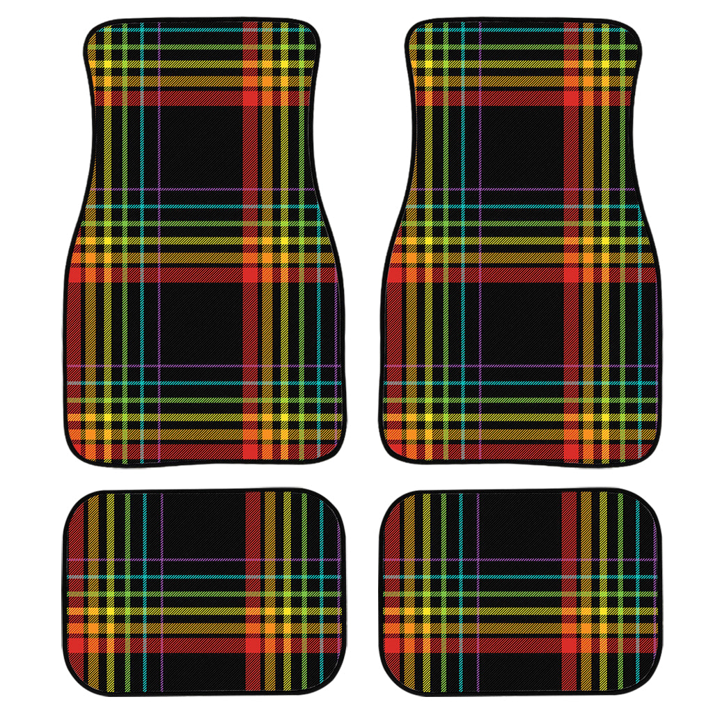 Rainbow Tartan Pattern Print Front And Back Car Floor Mats/ Front Car Mat