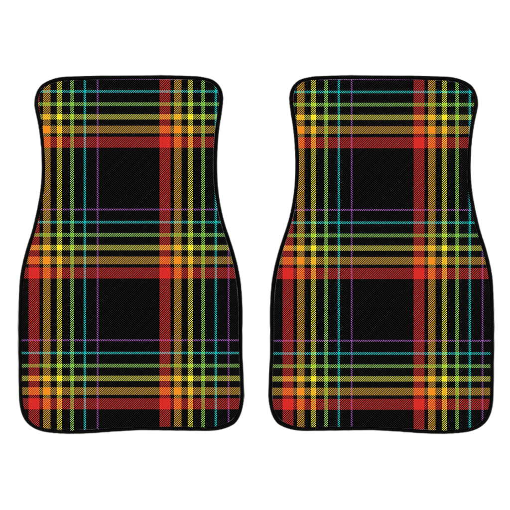 Rainbow Tartan Pattern Print Front And Back Car Floor Mats/ Front Car Mat