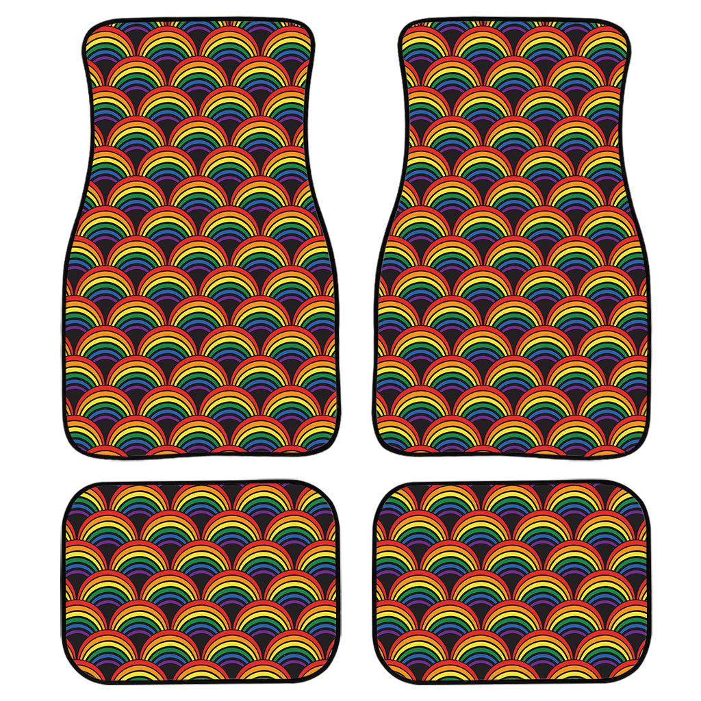 Rainbow Wave Pattern Print Front And Back Car Floor Mats/ Front Car Mat