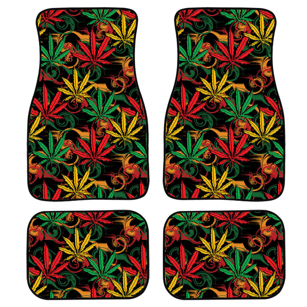 Rasta Marijuana Pattern Print Front And Back Car Floor Mats/ Front Car Mat