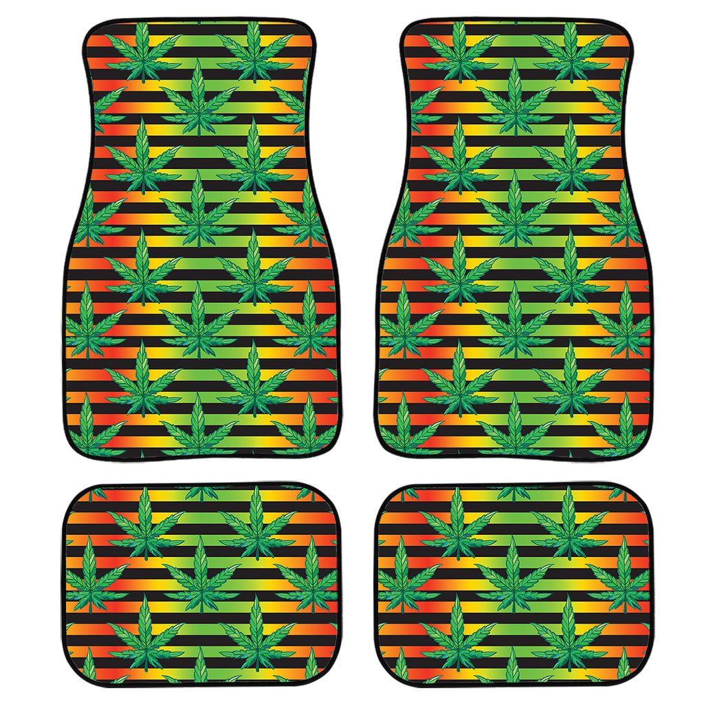 Rasta Striped Pattern Print Front And Back Car Floor Mats/ Front Car Mat