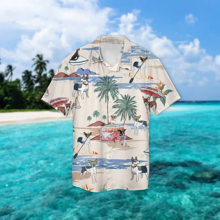 Rat Terrier Summer Beach Hawaiian Shirt/ Hawaiian Shirts for Men women Short Sleeve Aloha Beach Shirt