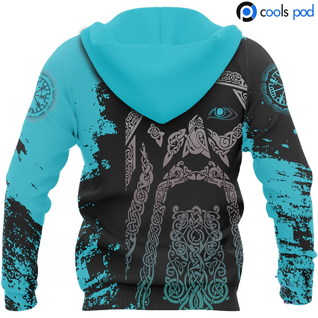 Viking Odin Wotan Special Blue Pullover Viking Hoodie For Men Women/ Viking Gifts