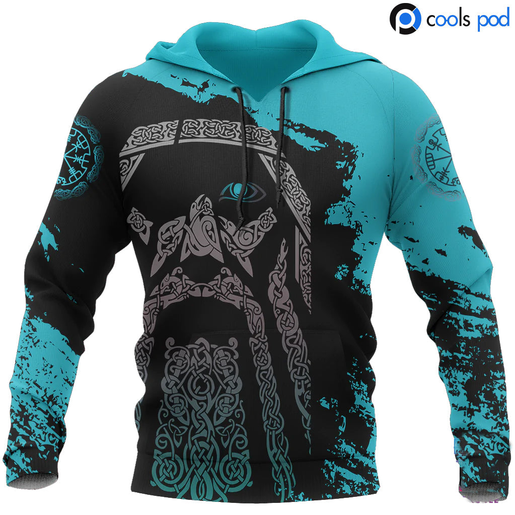 Viking Odin Wotan Special Blue Pullover Viking Hoodie For Men Women/ Viking Gifts