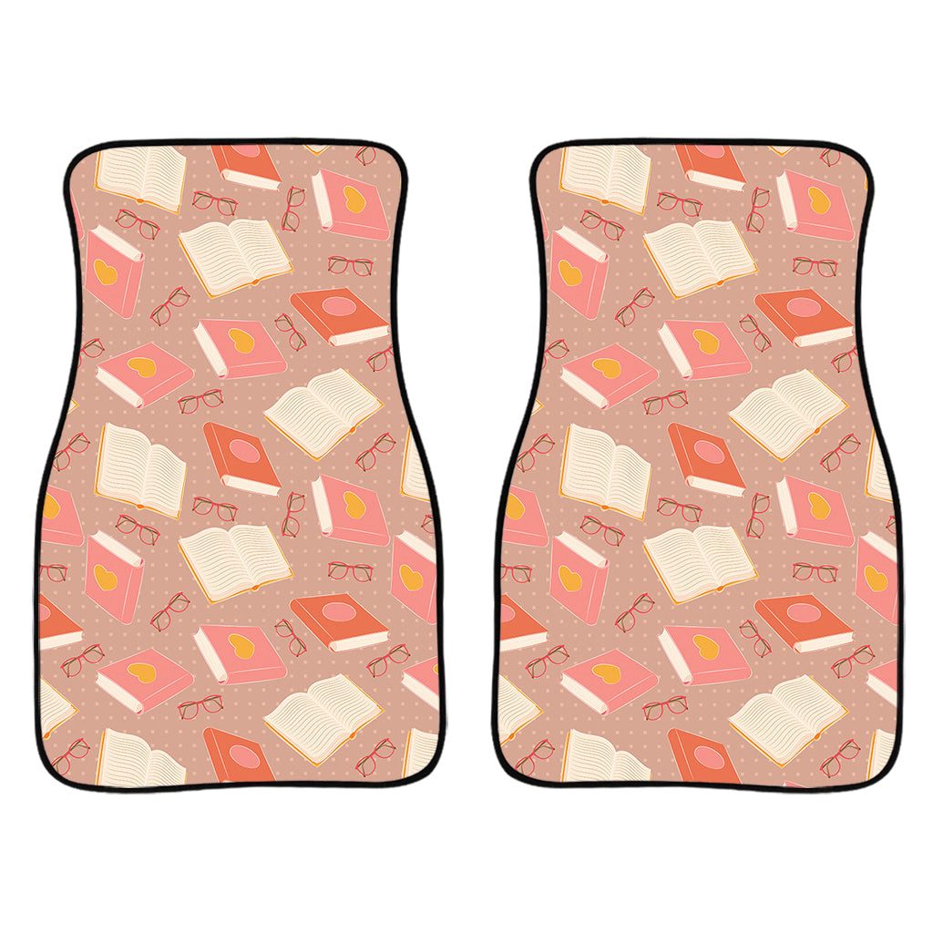 Reading Books And Glasses Pattern Print Front And Back Car Floor Mats/ Front Car Mat