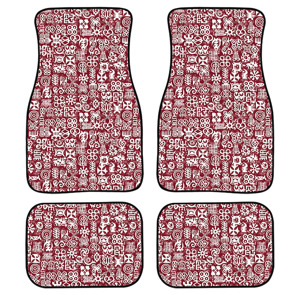 Red African Adinkra Tribe Symbols Front And Back Car Floor Mats/ Front Car Mat