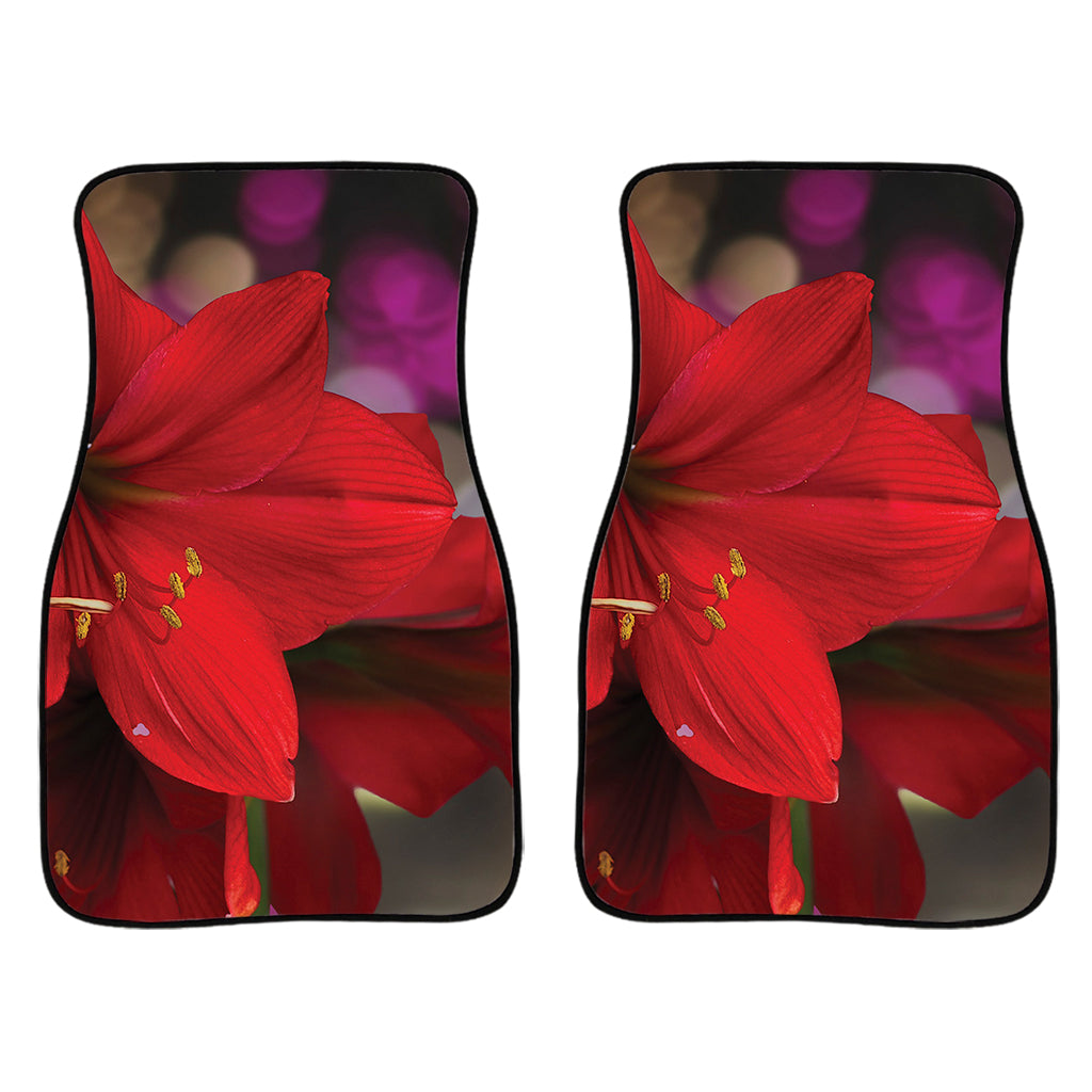 Red Amaryllis Print Front And Back Car Floor Mats/ Front Car Mat