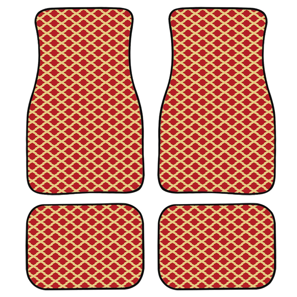 Red And Beige Japanese Pattern Print Front And Back Car Floor Mats/ Front Car Mat