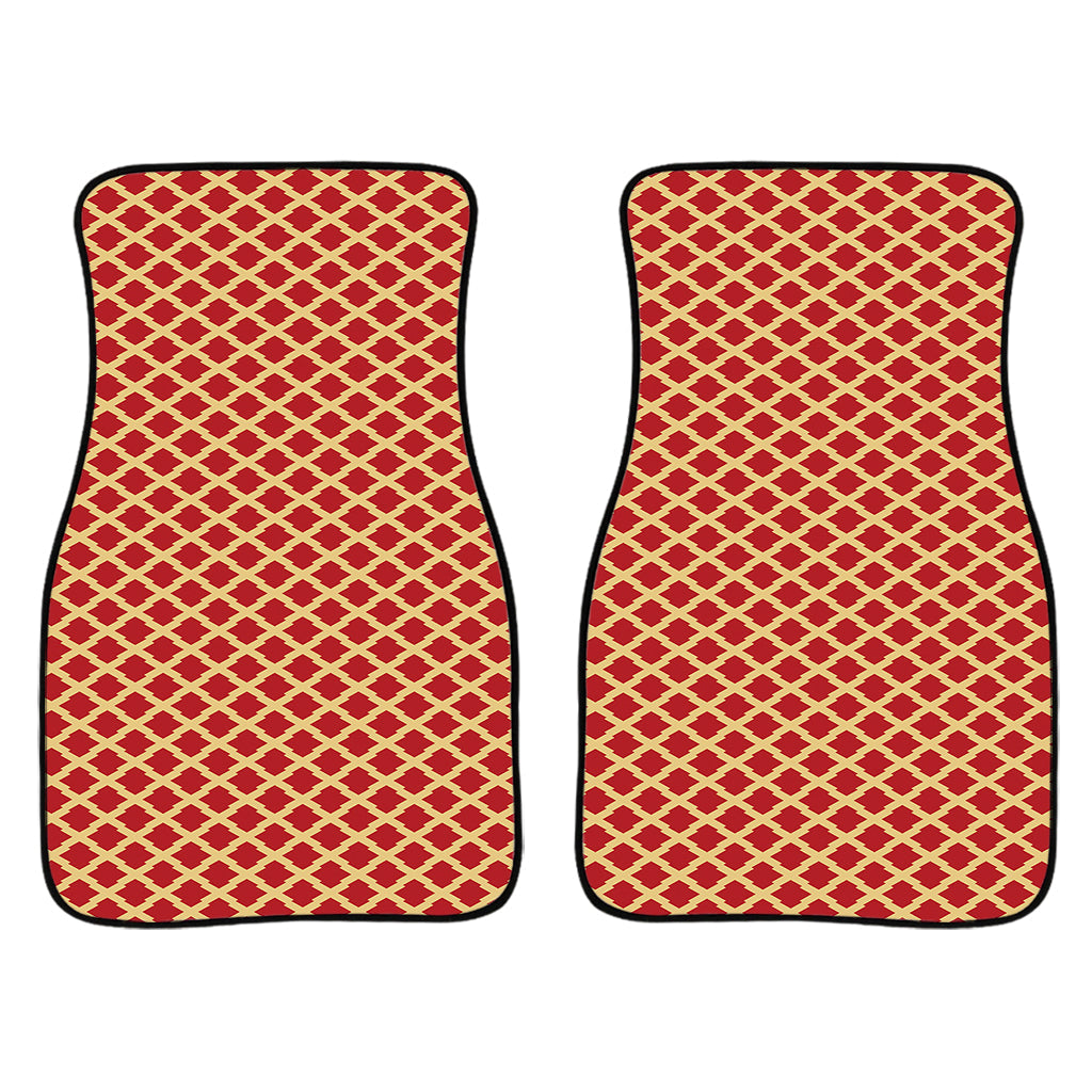 Red And Beige Japanese Pattern Print Front And Back Car Floor Mats/ Front Car Mat