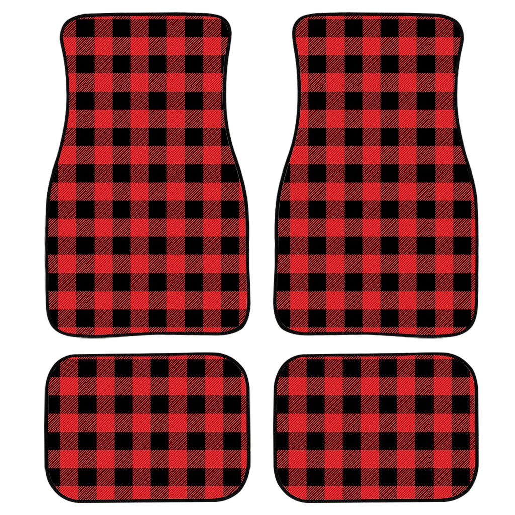 Red And Black Buffalo Plaid Print Front And Back Car Floor Mats/ Front Car Mat