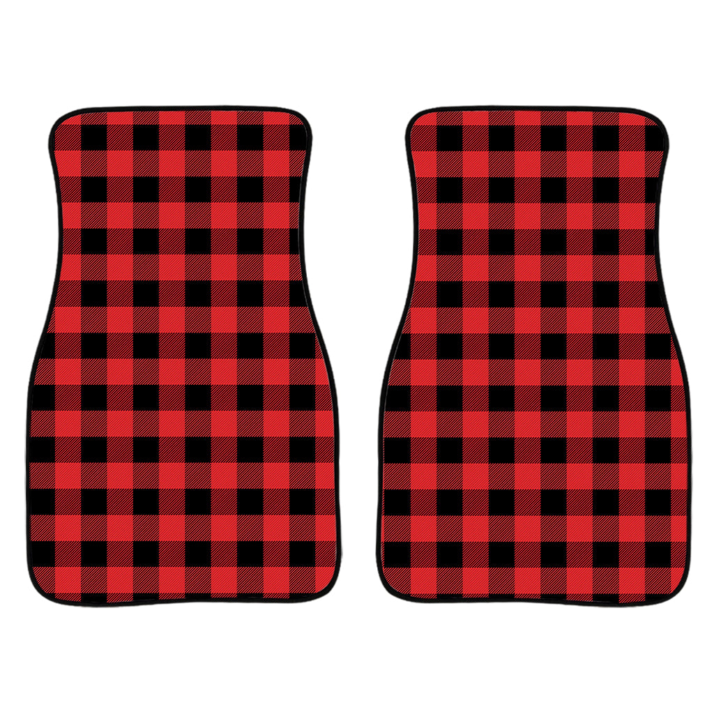 Red And Black Buffalo Plaid Print Front And Back Car Floor Mats/ Front Car Mat