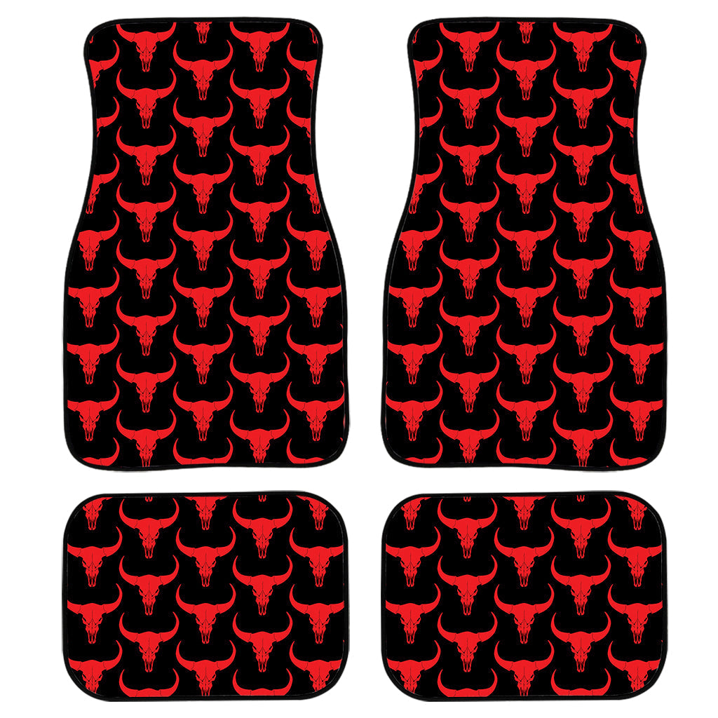 Red And Black Bull Skull Pattern Print Front And Back Car Floor Mats/ Front Car Mat