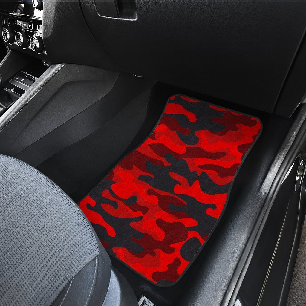 Red And Black Camouflage Print Front And Back Car Floor Mats/ Front Car Mat