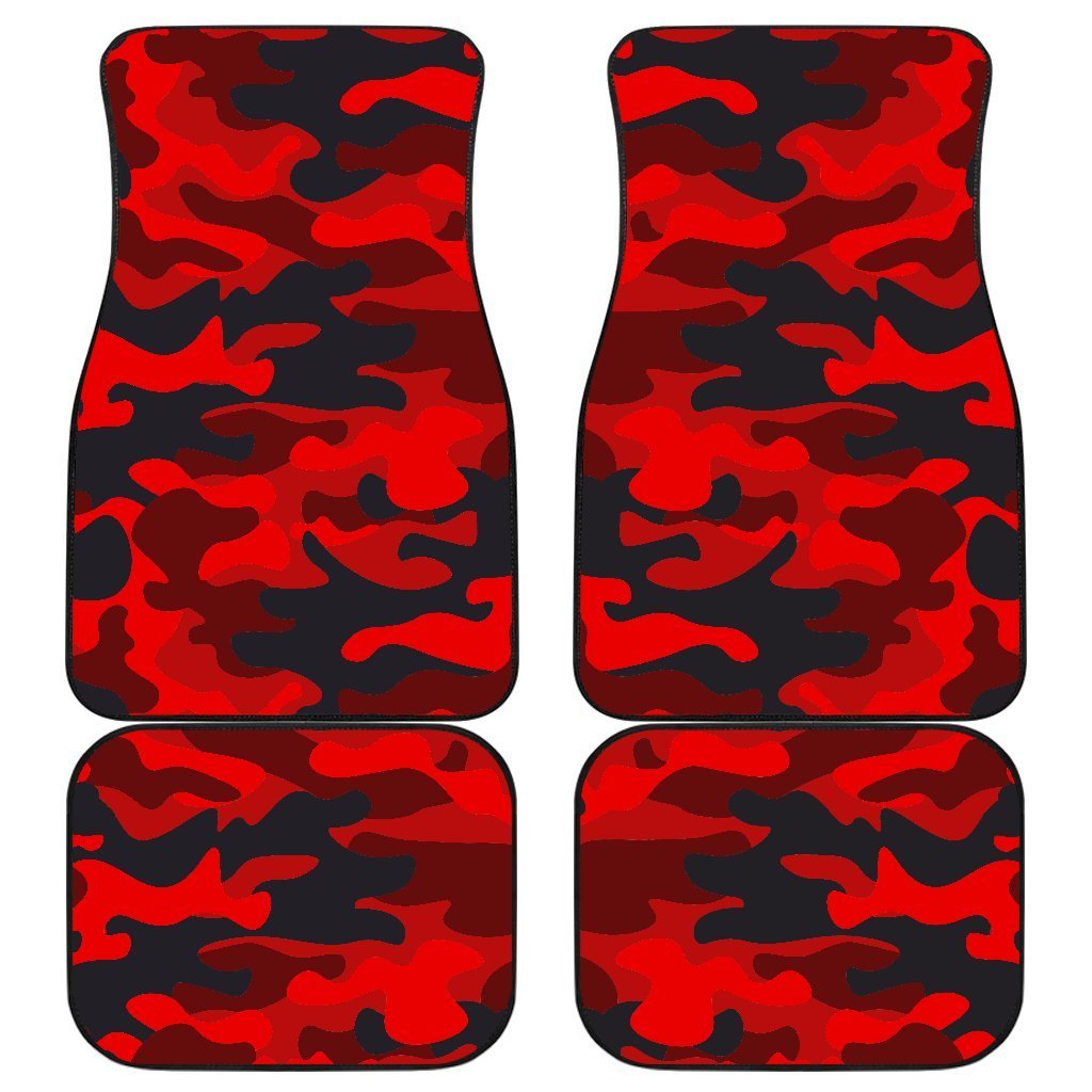 Red And Black Camouflage Print Front And Back Car Floor Mats/ Front Car Mat