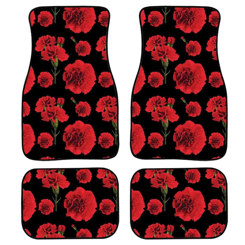 Red And Black Carnation Pattern Print Front And Back Car Floor Mats/ Front Car Mat